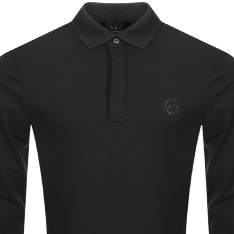 Alternative Image for ProductArmani Exchange Long Sleeved Polo T Shirt Black2